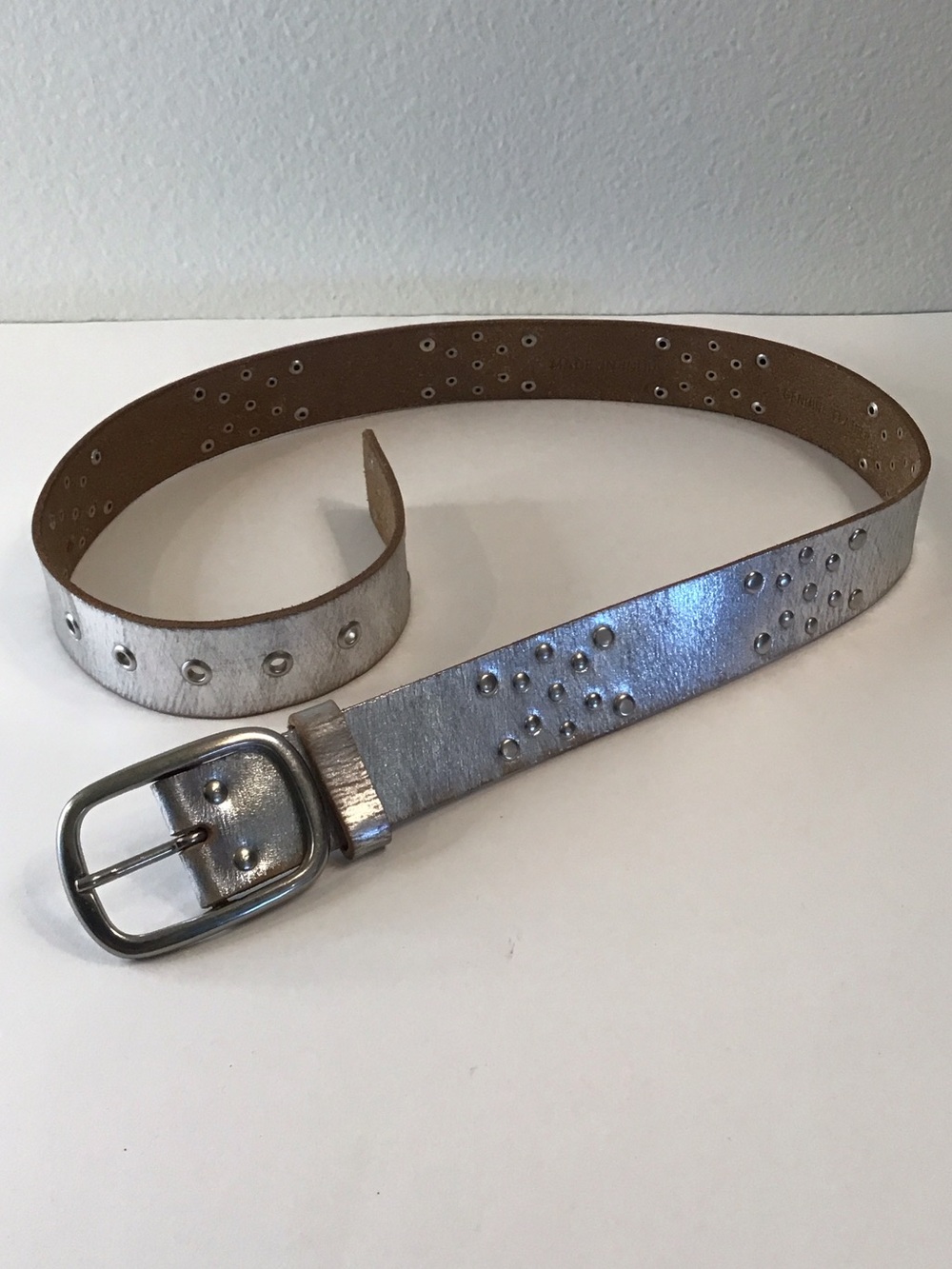 Silver Studded Leather Belt